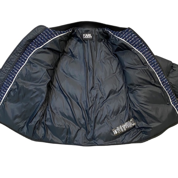 Karl Lagerfield Chevron Quilted Tweed Bomber Jacket - Picture 7 of 8